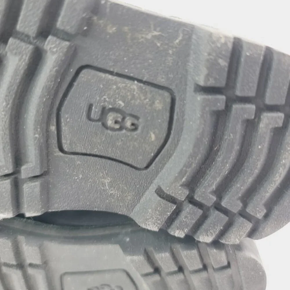 UGG Girl's Black Harwell Leather Dual Buckle Classic Ankle Moto‎ Boot Size 6